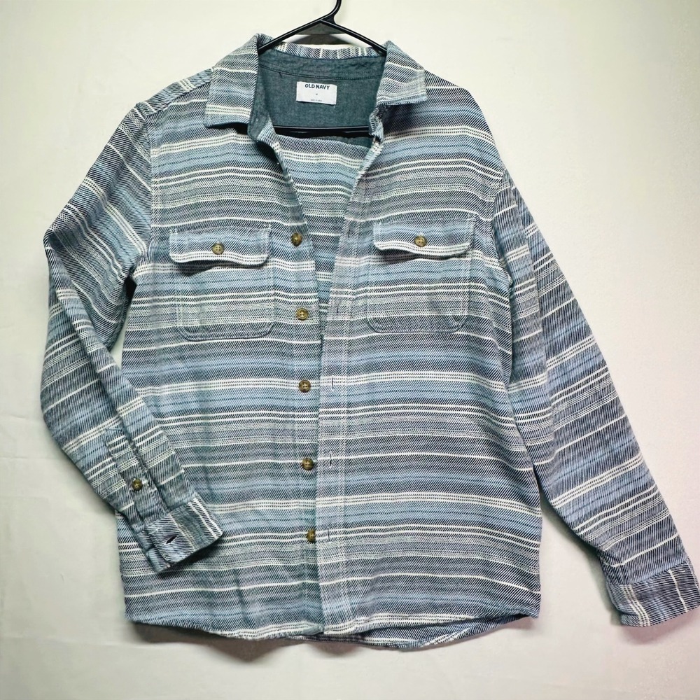 Old Navy Bermuda Blue Long Sleeve Button Down Blanket Jacket Shacket Men's M